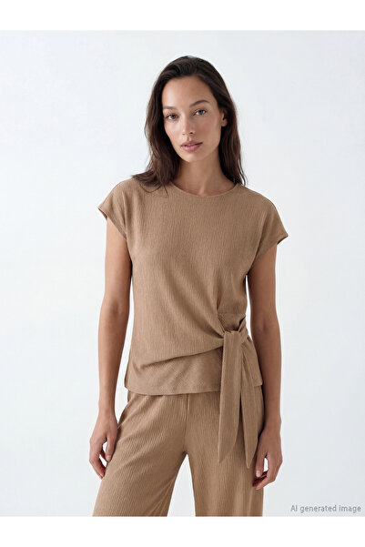 LC Waikiki Ruched Soft Touch Tie-up Blouse