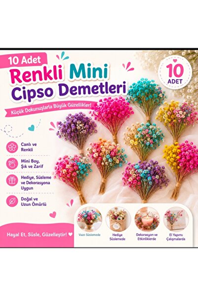 MİRAY FLOWERS HEDİYELİK 10 Adet Mini Cipso demet hediyelik paketleme aksesuar
