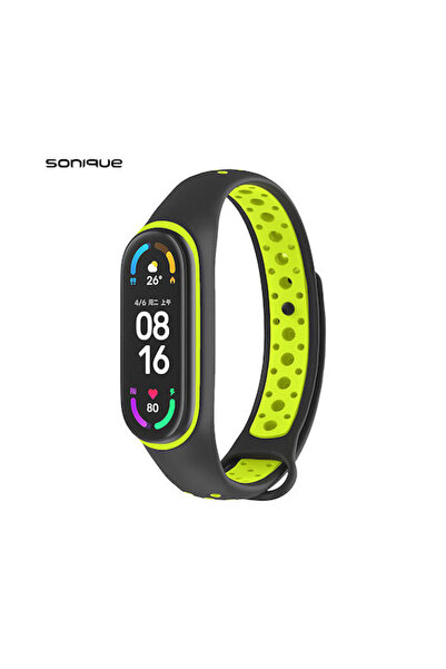Other Λουράκι Σιλικόνης Sonique Sport με Πείρο Μαύρο / Λαχανί (Smart Band 7)
