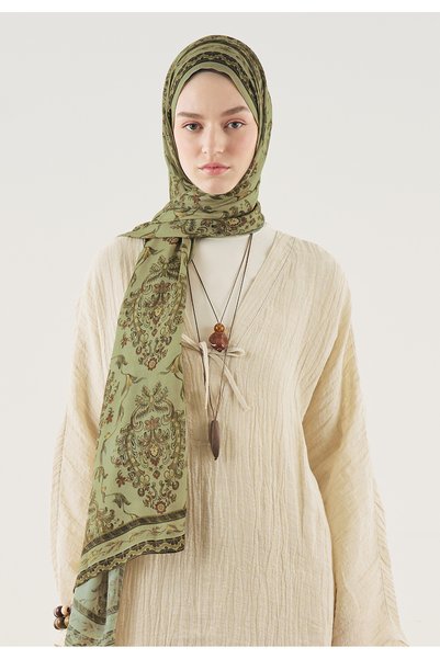 Freshscarfs Șal din viscoză moale cu model etnic, verde
