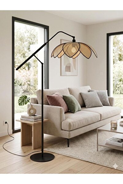 Emg DesiGn Rattan Çiçek Başlık Denge Lambader Salon Yatak Odası Çocuk Odası R...