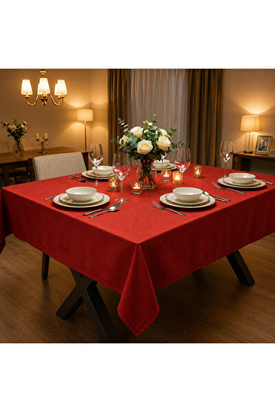 Econice Duck Linen, Red Tablecloth