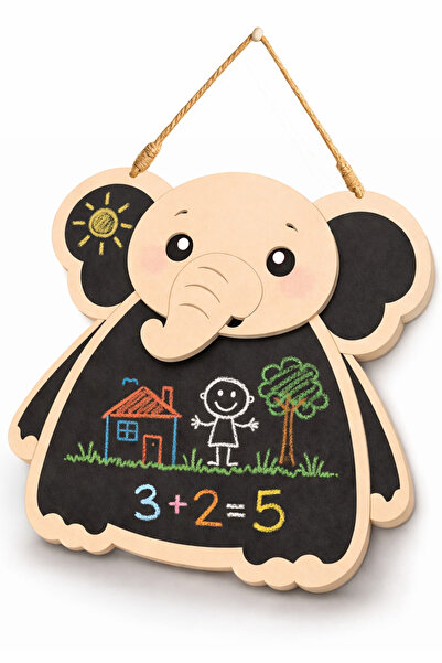 NCPUZZLES Wooden Chalkboard with Elephant Figure, 55 cm X 51 Cm, Children's R...
