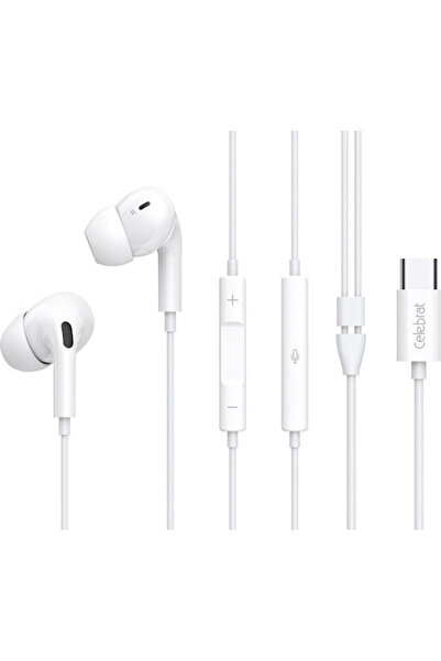 Celebrat E300 Ενδοωτικά Ακουστικά Handsfree με Σύνδεση USB-C Λευκά