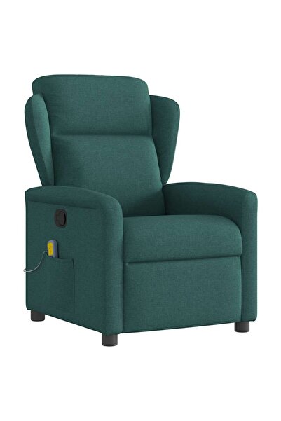 vidaxl Fotoliu de masaj rabatabil, verde închis, material textil