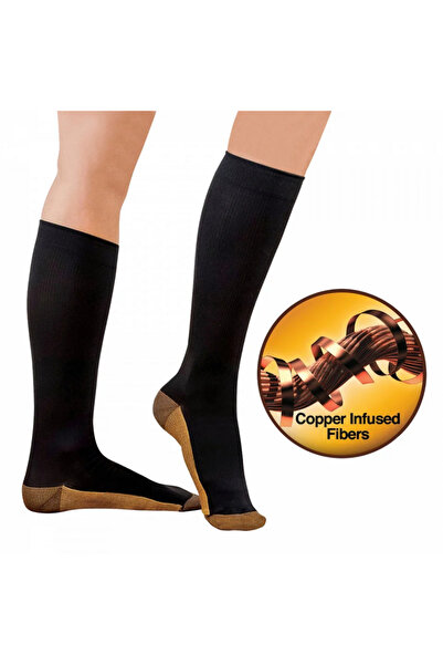 Ayawaska Elastic compression socks, fabric with copper inserts, black, one size