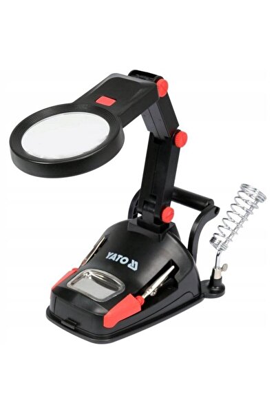 yato YT-73861 Soldering Iron Stand with Double Magnifier, LED, 75/20mm, 125x1...
