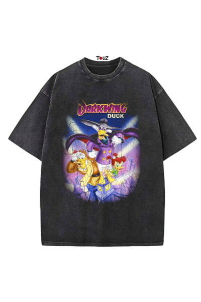 Toum Vintage Darkwing Duck Printed Retro Unisex Oversize T-Shirt