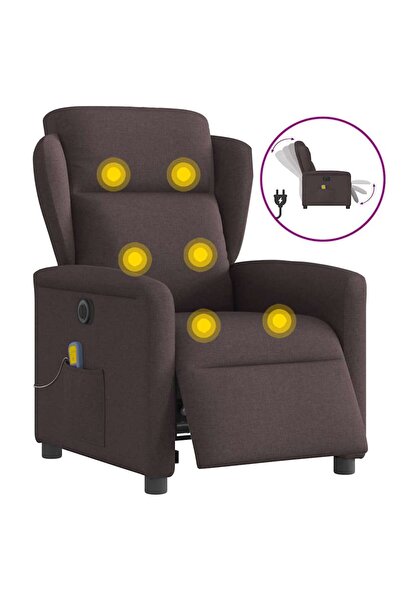 vidaxl Fotoliu electric de masaj rabatabil, maro închis, textil