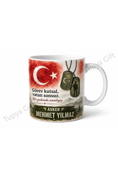 Tupya Gift Askere Hediye İsme Özel Baskılı Kupa Bardak Asker Temalı Özel Tasarım
