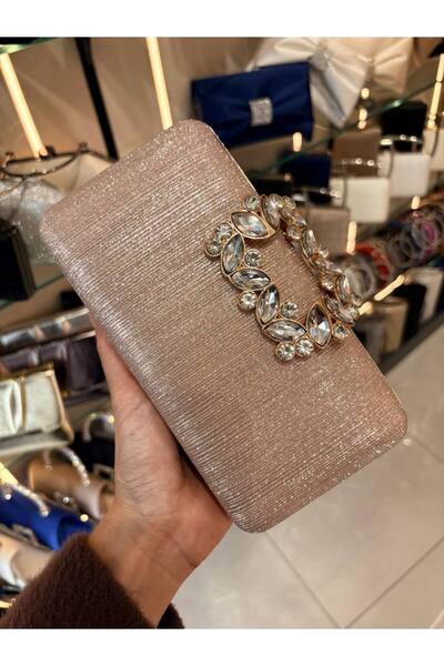 Çanta Trend Women's Big Stone Look Silver Evening Dress Clutch Chain Strap Ha...
