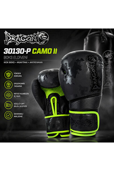 Dragondo Boks Eldiveni Camo Tasarım Güçlü Bilek Destekli Spor Eldiveni