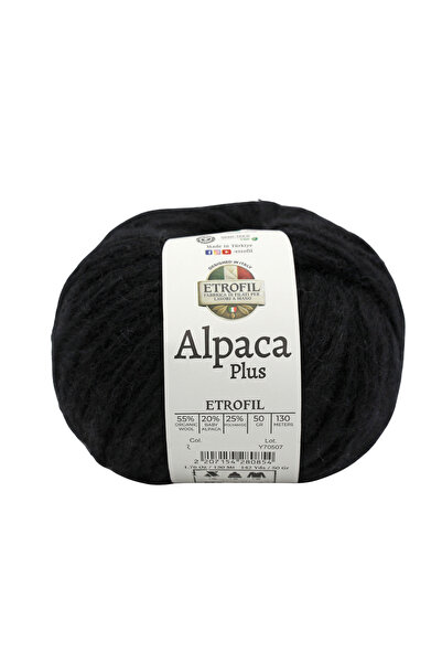 Etrofil Alpaca Plus Fir de tricotat Negru 55% Lână Organică 20% Alpaca Bebelu...