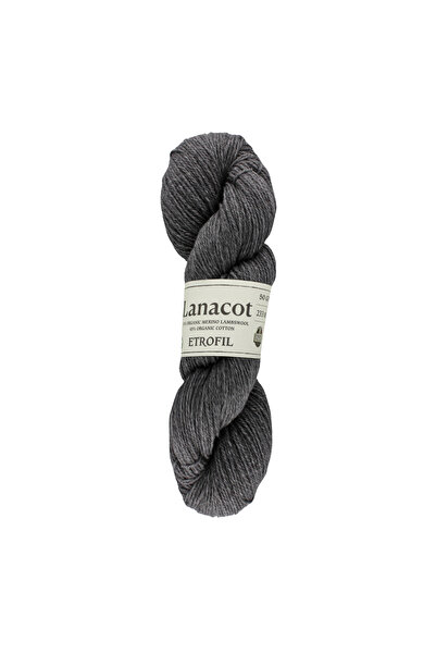 Etrofil Lanacot Knitting Yarn Charcoal Gray 55% Organic Merino Wool 45% Organ...
