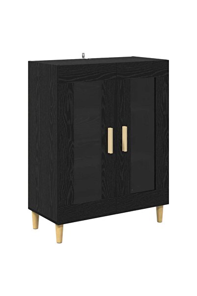 vidaxl Bufet Stejar Negru 69,5 x 34 x 90 cm Lemn compozit
