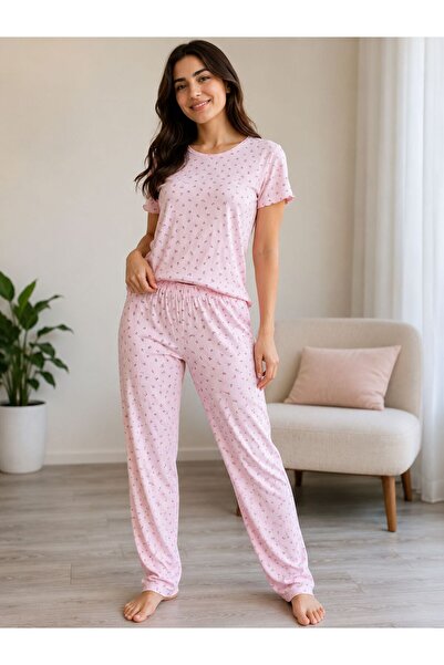 Pijamask Women's Comfortable, Soft Textured, Patterned Pajama Set