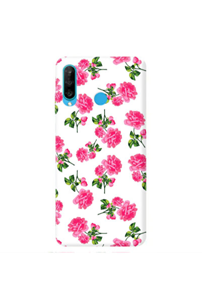 Other Huawei P30 Lite Roses White Transparent Silicone TPU Θήκη