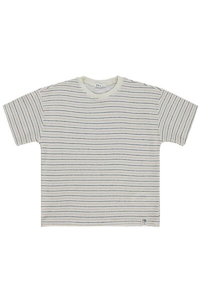 Civil Boys Jacquard prugasta majica za uzrast 6-9 godina - smeđa