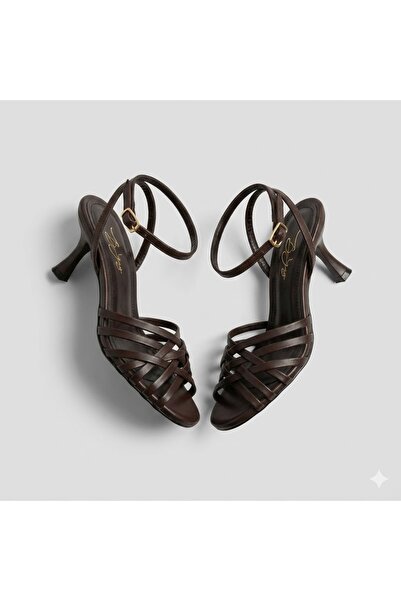 KİNDEP (White) Women's Heeled Sandals Brown