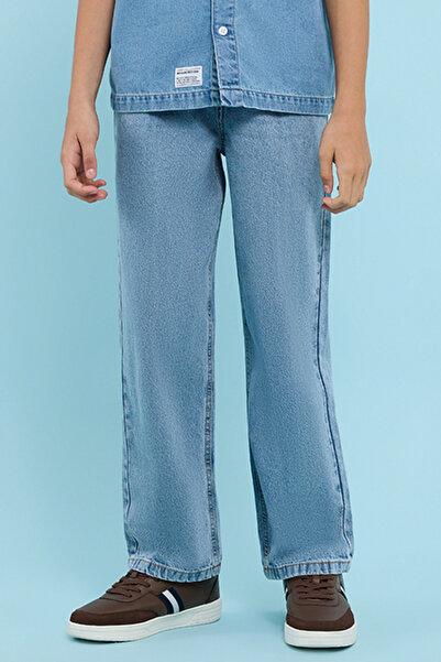R&B Washed Straight Fit Jeans with Drawstring Waist