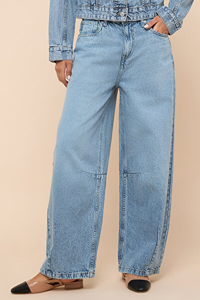 R&B Faded Baggy Jeans with Button Closure