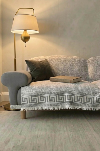 evinyenihali Versace Desenli Koltuk Örtüsü 180x220 cm Çekyat Kanepe Örtüsü