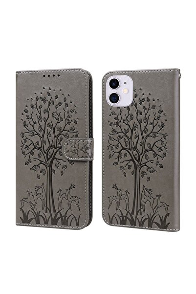 sscase Lotus Embossed Leather Θήκη Πορτοφόλι Grey (Apple iPhone 11)