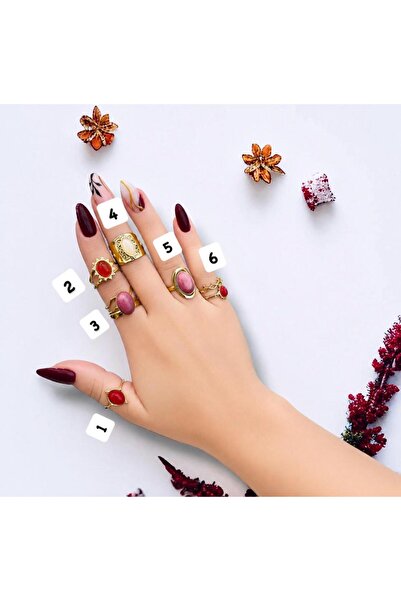 Urban Aksesuar Number 1 Red Natural Stone Concept Adjustable Stainless Steel ...
