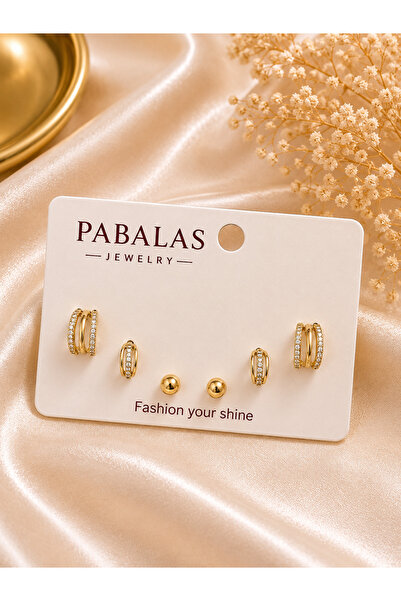PABALAS Xuping Premium 6'lı Küpe Seti Gold Renk Kararmaya Karşı Garantili Çel...