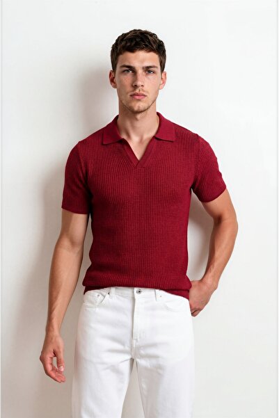Sea Style Polo Collar Short Sleeve Knitwear T-Shirt
