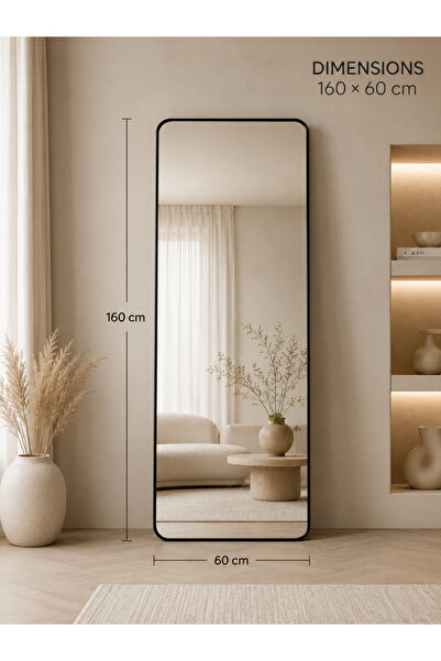 11 HOME 160X60Cm Modern Black Metal Framed Full Length Standing Floor Mirror
