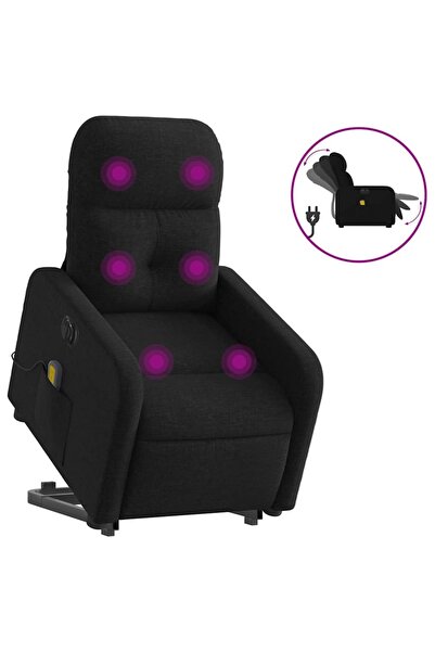 vidaxl Fotoliu electric de masaj rabatabil cu ridicare, negru, textil