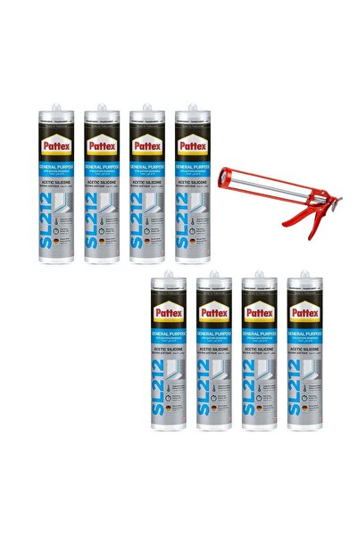 Pattex سيليكون حمضي متعدد الأغراض SL212، شفاف، مع مسدس سد الفجوات - عبوة من 8...