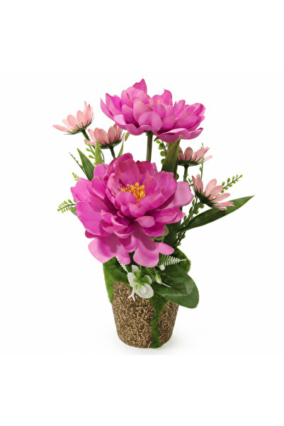 AKDC Zeem Neon Pink Artificial Flower Plant | Premium Faux Peony Arrangement ...