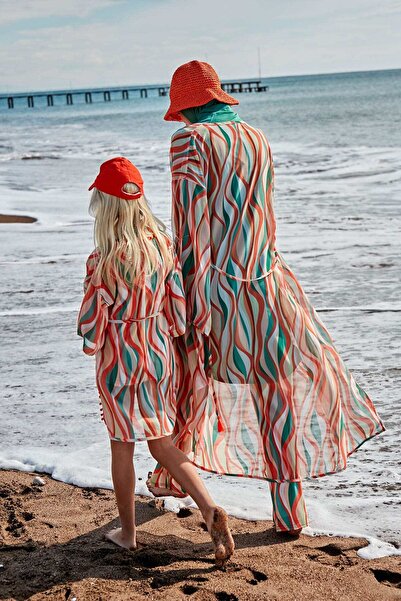Marina Çocuk Desenli Renkli Kimono P2423
