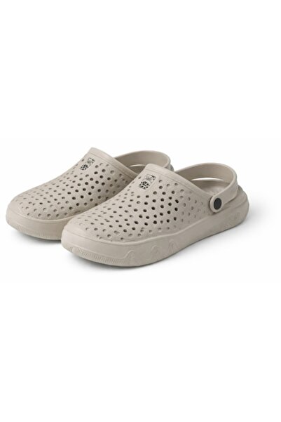 SHOPIENS Men's Beige Perforated Clogs Ventilation Back Strap Anti-slip EVA So...
