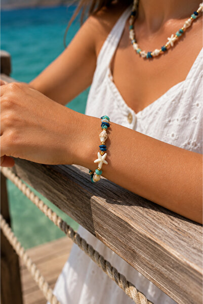 POYASE Starfish Seashell Detailed Necklace Bracelet Anklet Set