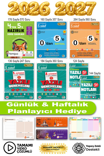 Tonguç Yayınları 5. Sınıf 4 ten 5 e Hazırlık Seti Tüm Dersler 1. ve 2. Dönem ...