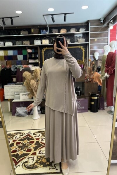 HÜMEYRA BUTİK Side Stone Detailed Skirt Suit