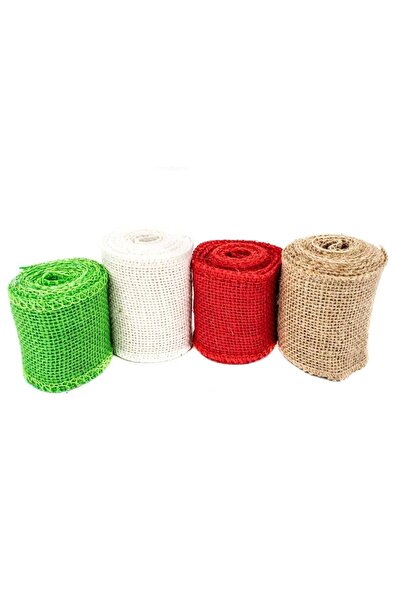 OEM Jute Ribbon Small Rolls 6 Cm/2M (Top Bottom Set of 3 pcs) Cream