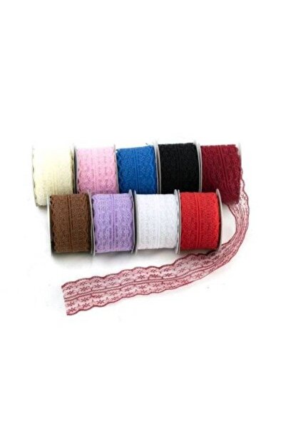 OEM Lace Ribbon With Two Stripes Middle 4.5cm/9m (Top Bottom Set of 3) Blue