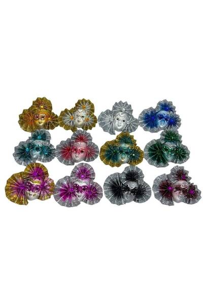 OEM Wedding Testimonial Venetian Masks Fans 12/ Top Bottom Set