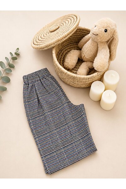 Elovias Children's Gray Plaid Pattern Oversize Bohemian Baggy Trousers 2-3-4-...