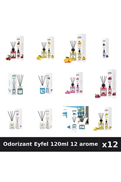 Eyfel Set 12 Odorizante Camera cu Betisoare 120ml - 12 Arome Asortate