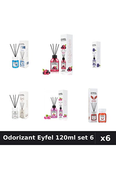 Eyfel Set 6 Odorizante Camera Betisoare - 6 Arome Asortate, 120ml Parfum
