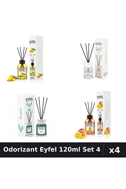 Eyfel Set 4 Odorizant Camera Betisoare 120ml - Ananas, Bumbac, Angel, Mango