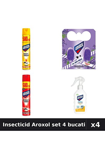 Aroxol Set 4 Insecticid - 2x Spray 580ml, Pastile, Loțiune Repelent 200ml