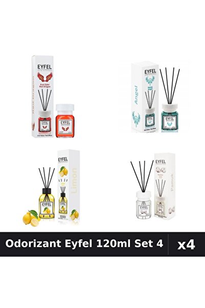 Eyfel Set 4 Odorizant Camera Betisoare 120ml - Angel, Bumbac, Lamaie, Red Dragon