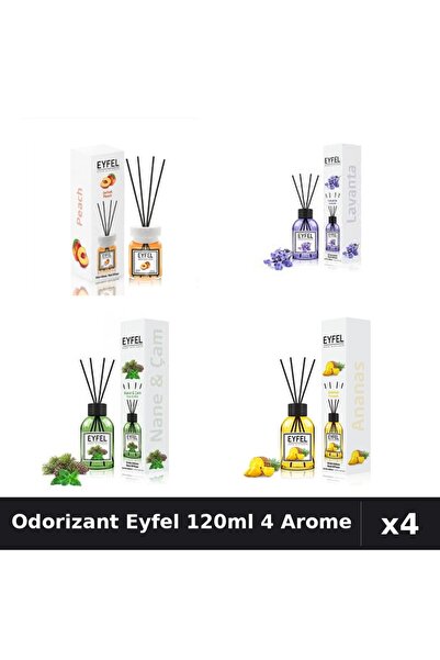Eyfel Set 4 Odorizant Camera Betisoare 120ml - Piersică, Lavandă, Pin Mentă, ...