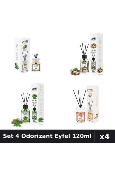 Eyfel Set 4 Odorizante Camera Betisoare, Acacia, Lacramioare, Nuca De Cocos, ...